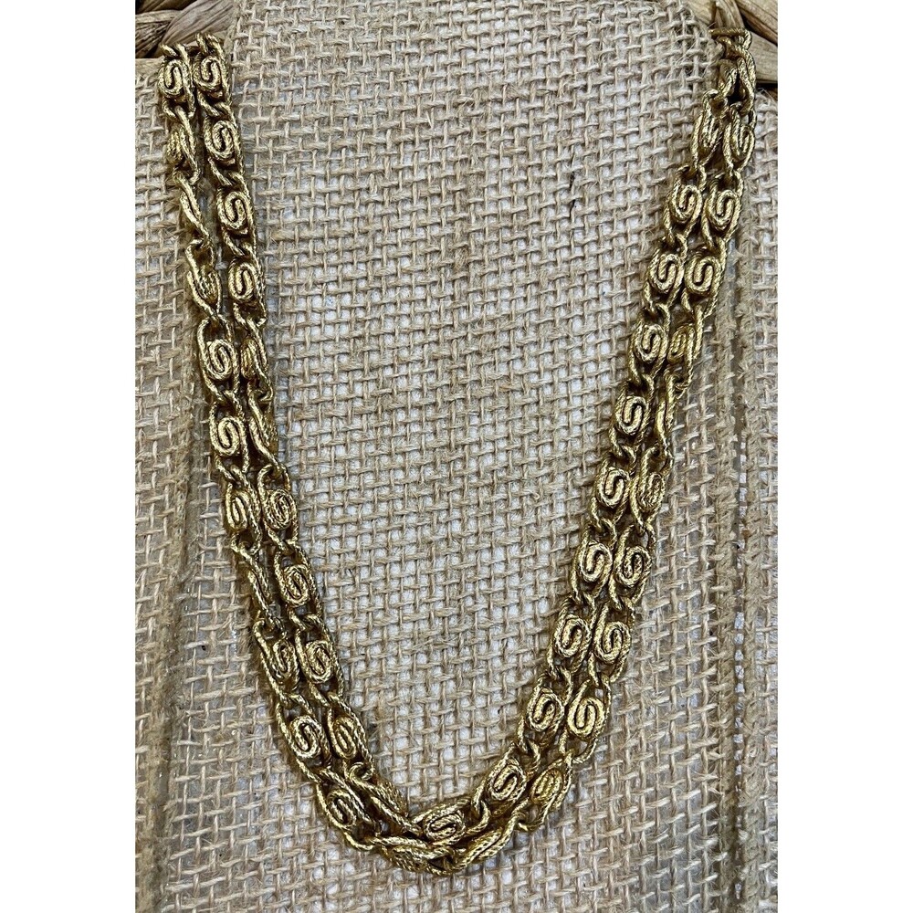 Vintage RAQUEL Modernist Geometric Gold Tone Artisan Necklace Signed Art Deco